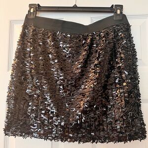 Willi Smith Black Sequin Skater Skirt